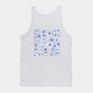 Indigo Blue Flowers Tank Top